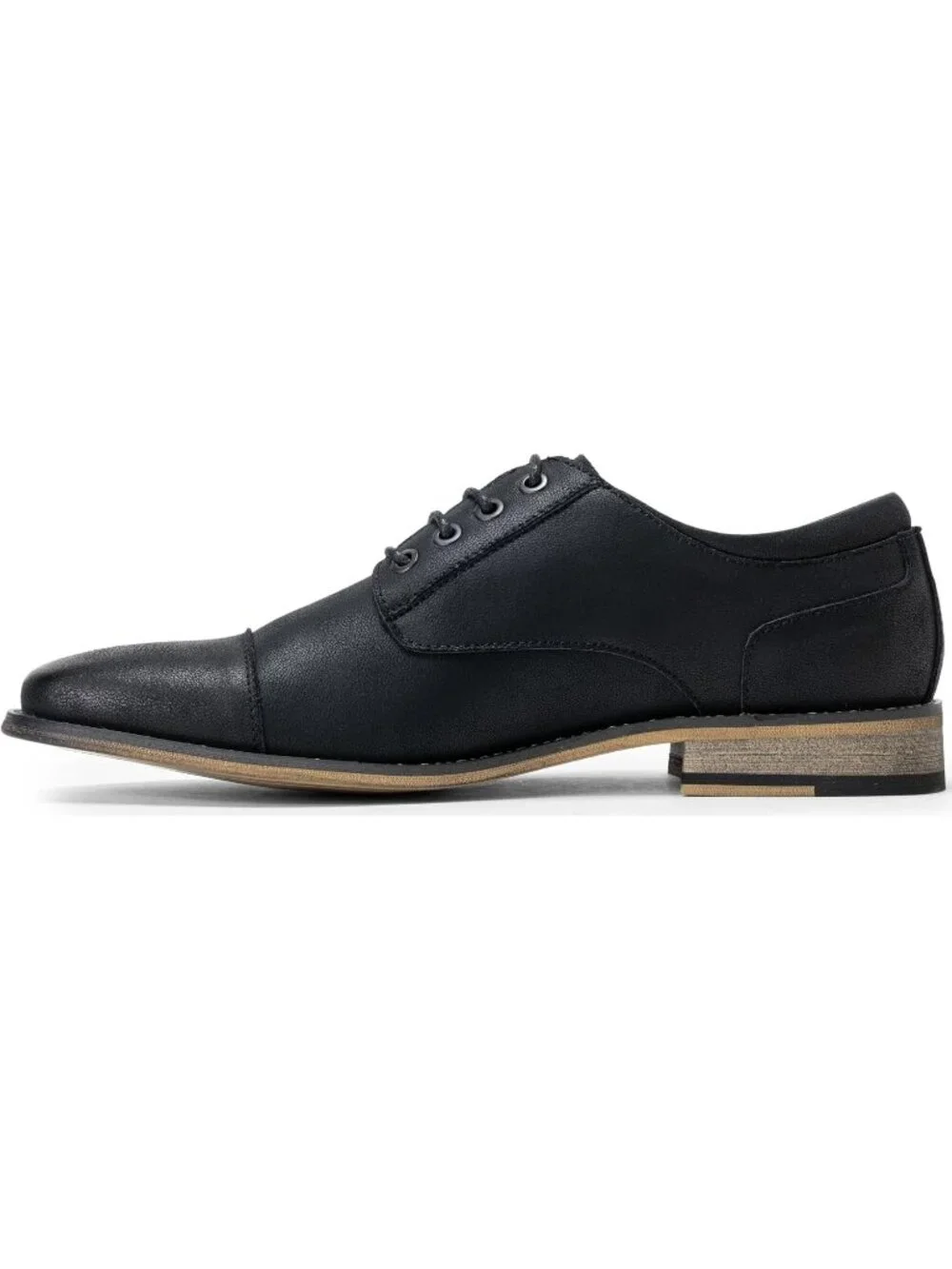 Men's Black Leather Classic Plain Toe Lace Up Business Oxford Dress Causal Shoes